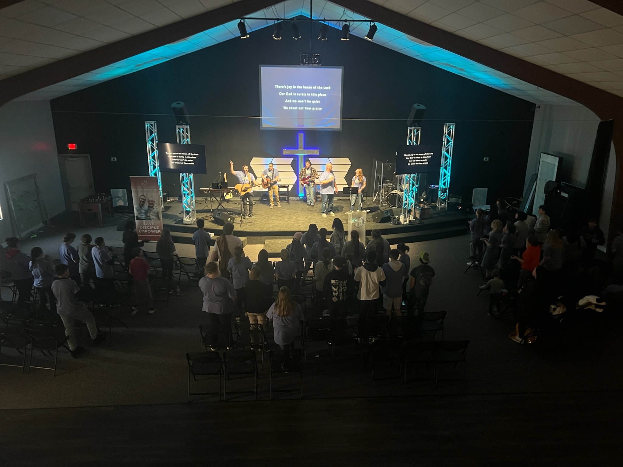 worshipping in a church